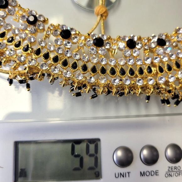 Black and Gold Choker Necklace Ethnic Indian Necklace - Picture 10 of 12